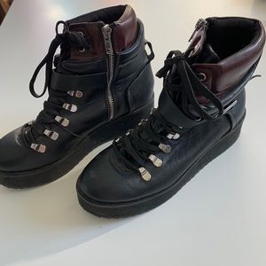 Lace up hiking boots